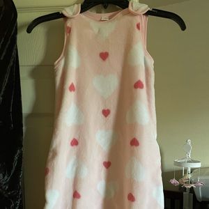 2/$15 Nordstrom Sleepsack, Pink Fleece with Red and White Hearts, Sz 0-12 Months